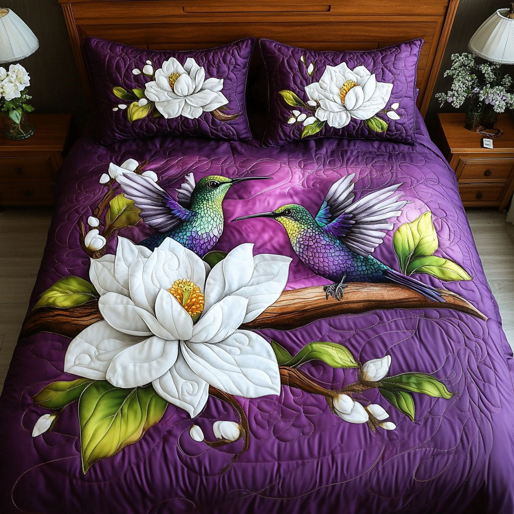 Hummingbird 3-Piece Quilted Bedding Set NCU0VT156
