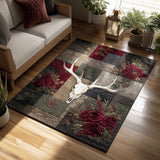 Crimson Longhorn Bloom Area Rug NCU0HH1550