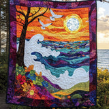 Ocean Breeze Seagull Art Quilt Hanging NCU0PT681