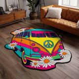 Peace Bus Custom Shape Area Rug NCU0XD2719
