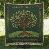 Sacred Green Tree Woven Sofa Blanket NCU0NT4782