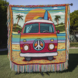 Surf Hippie Van Woven Sofa Blanket NCU0NT4793