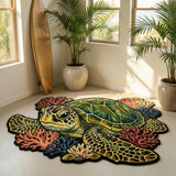 Vibrant Turtle Custom Shape Area Rug NCU0HH1976